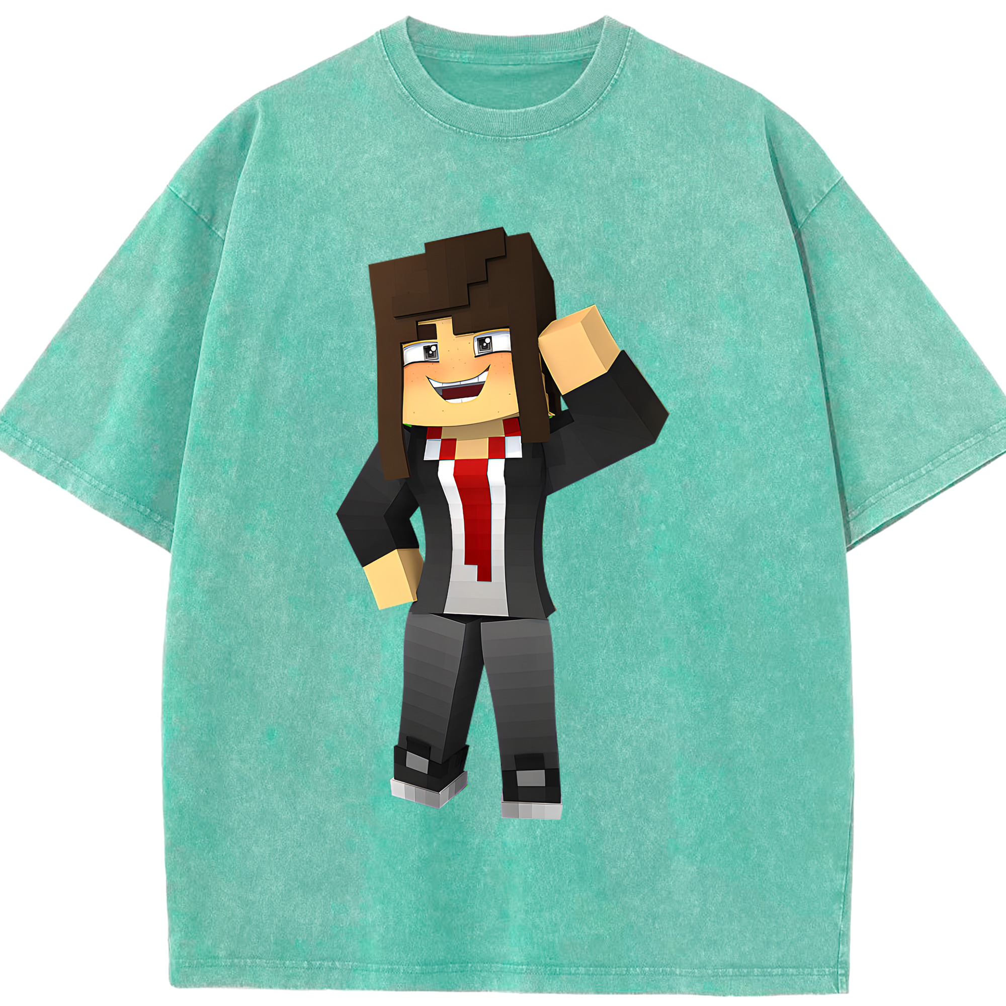 （画像用） マインクラフト ブロックの世界 Minecraft MC Block world 綿100% ヴィンテージ風 半袖Tシャツ（フロントプリント）